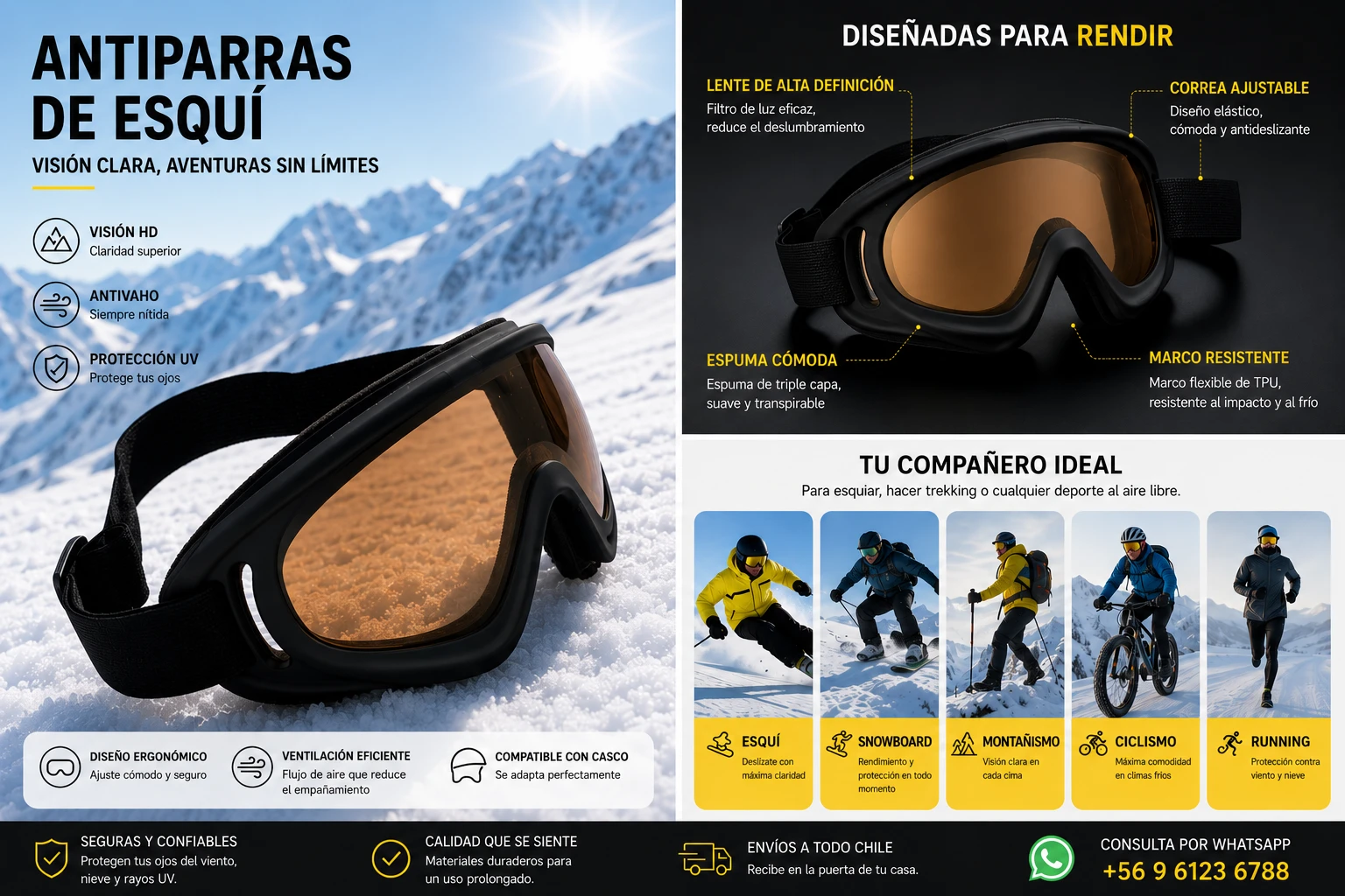 Antiparra Ski Adulto para nieve recreativa en Chile - TODOMAX.CL