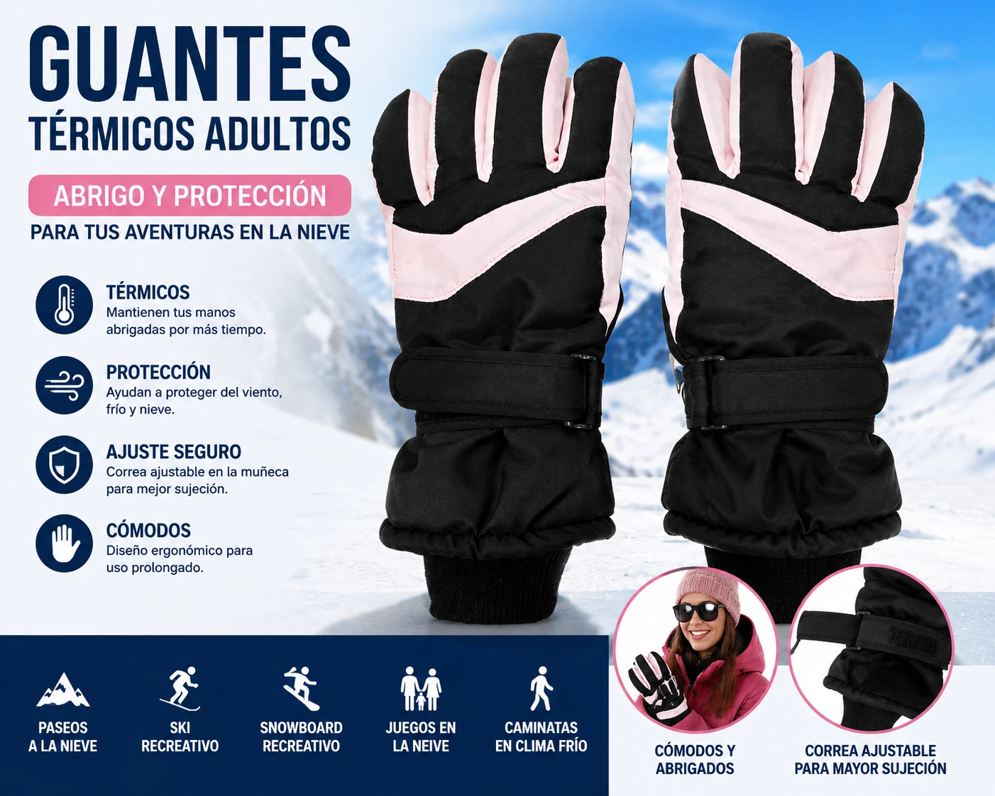 Guantes Térmicos Adultos de invierno para nieve en Chile - TODOMAX.CL