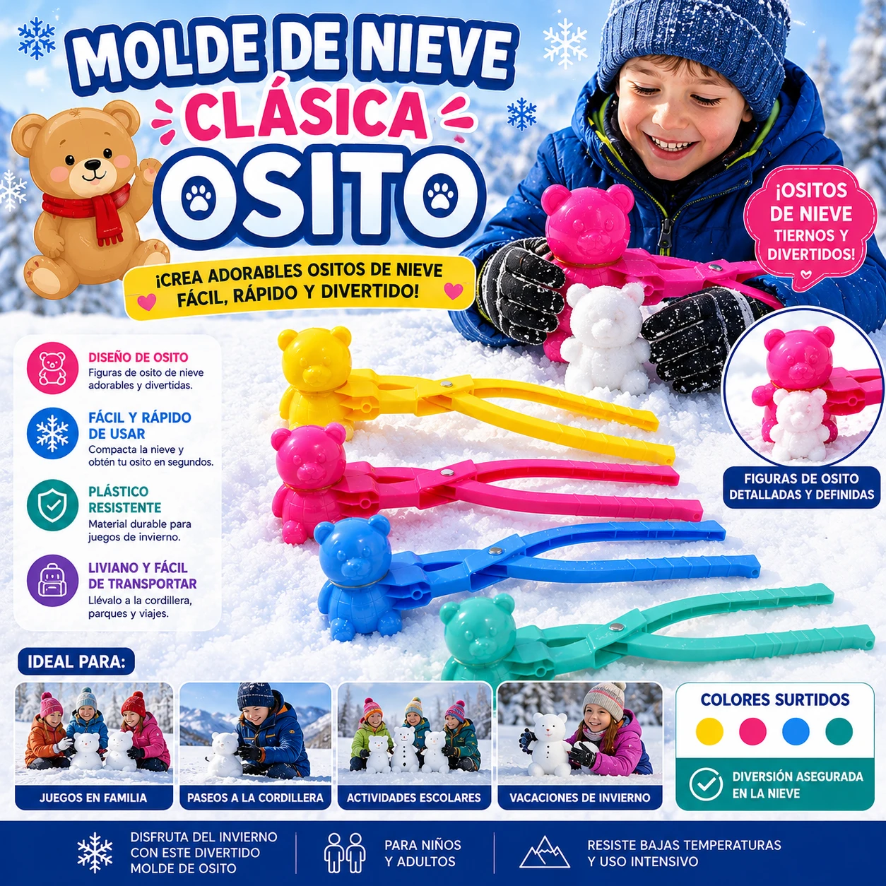 Molde de Nieve Clásica Osito para nieve familiar en Chile - TODOMAX.CL
