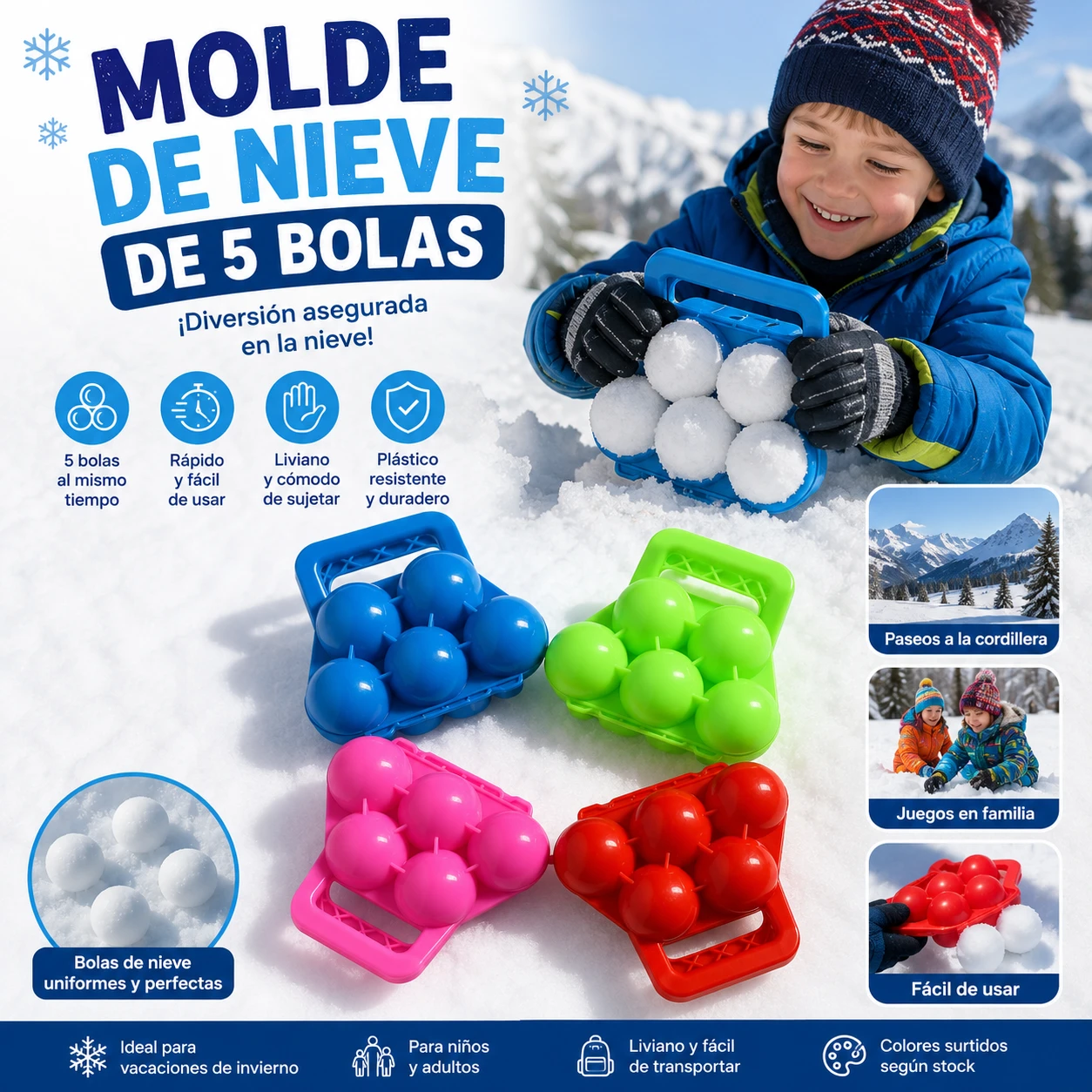 Molde de Nieve De 5 Bolas para nieve familiar en Chile - TODOMAX.CL