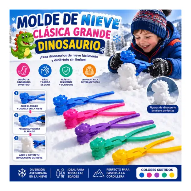 Molde de Nieve Clasica Dinosaurio para nieve familiar en Chile - TODOMAX.CL
