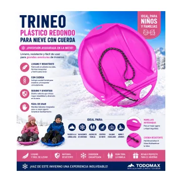 Trineo Plástico Redondo para Nieve con Cuerda para jugar en la nieve en Chile - TODOMAX.CL